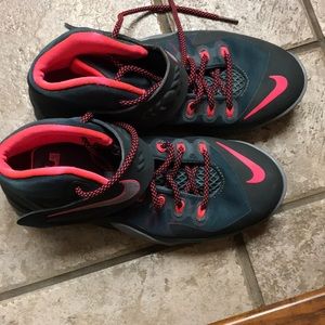 Lebrons Pink and gray.